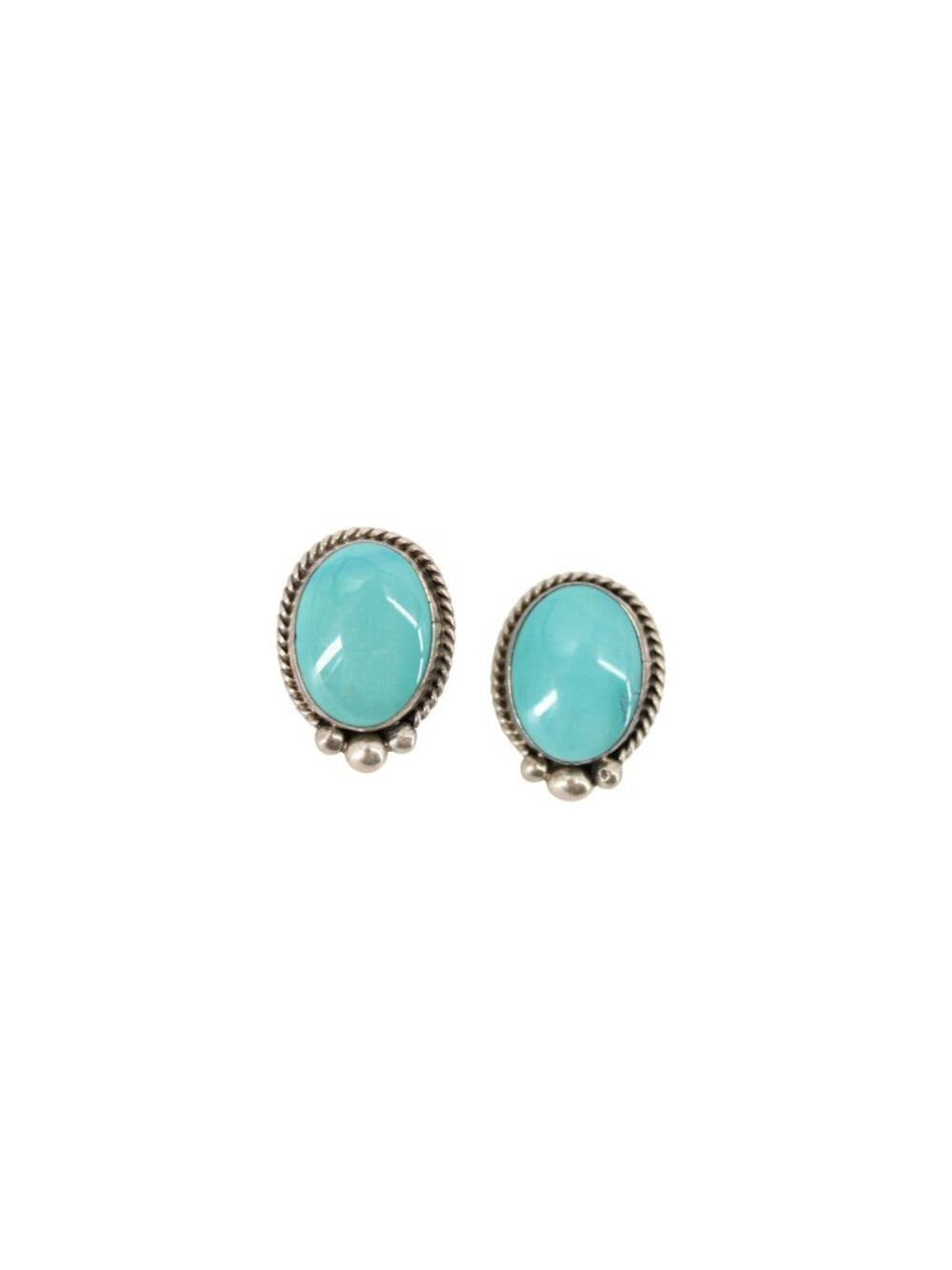 Sterling Turquoise Pierced Earrings Stamped K Vintage 94453